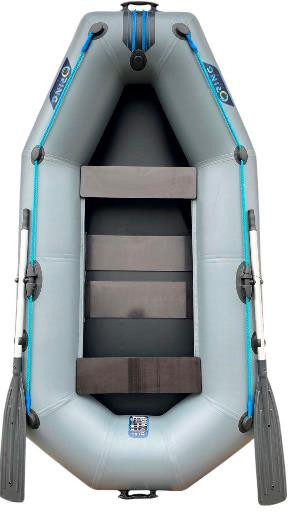Лодка надувная гребная RING Thunder R-249LSKT F38, 950  плотность ПВХ, со слань-ковриком, тёмно-серая
