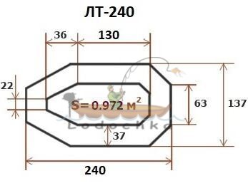 Лодка надувная гребная Ладья ЛТ-240, баллон 37см, без настила