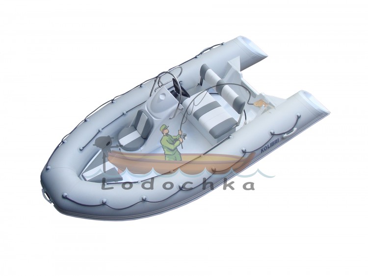 Лодка надувная моторная с жестким дном Kolibri RIB-450, комплектация ЛЮКС