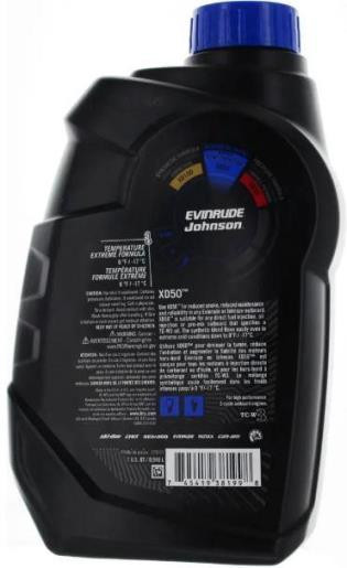 Масло моторное для 2т. двигателей, Evinrude/Johnson (BRP) XD-50 QUART, 950мл