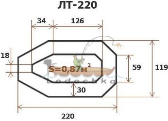 Лодка надувная гребная Ладья ЛТ-220