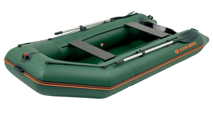 Лодка надувная моторная Kolibri KM-330, светло-серая, со слань-книжкой