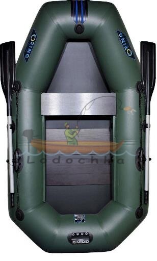 Лодка надувная гребная RING Thunder R-220LS F34, 950 плотность ПВХ, со слань-ковриком, зелёная