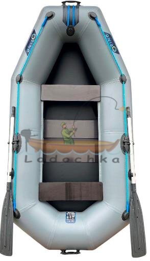 Лодка надувная гребная RING Thunder R-249LSKT F42, 950  плотность ПВХ, со слань-ковриком, тёмно-серая